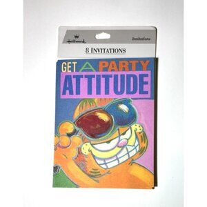 Garfield Party Invitation Cards Hallmark 1978 Jim Davis Cat Get a Party Attitude